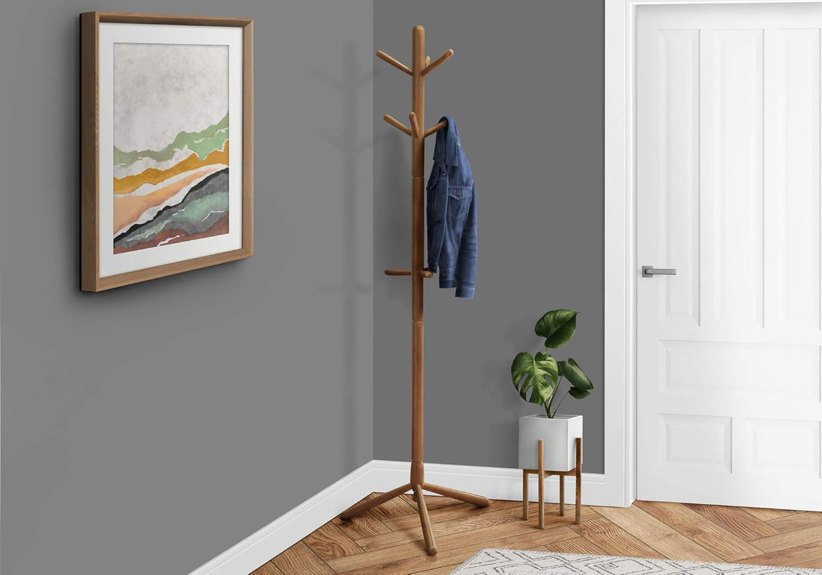 Solid Wood Coat Rack Cappuccino F69658