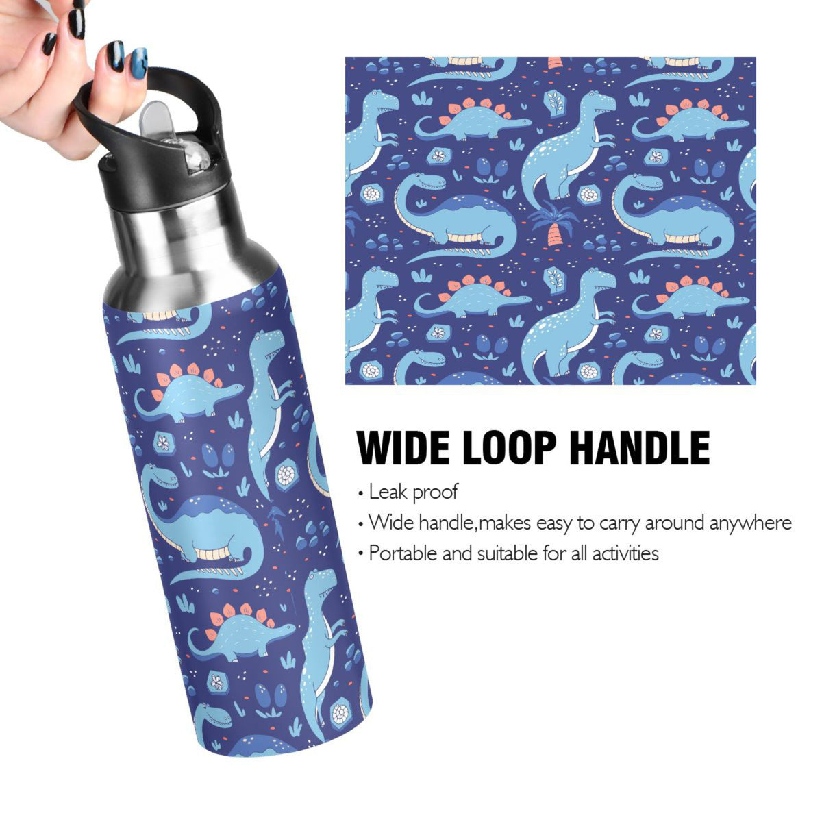 Stainless Steel Insulated Water Bottle with Straw Lid D3107