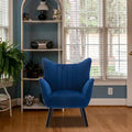 Navy Accent Armchair with Solid Wood Legs L3578