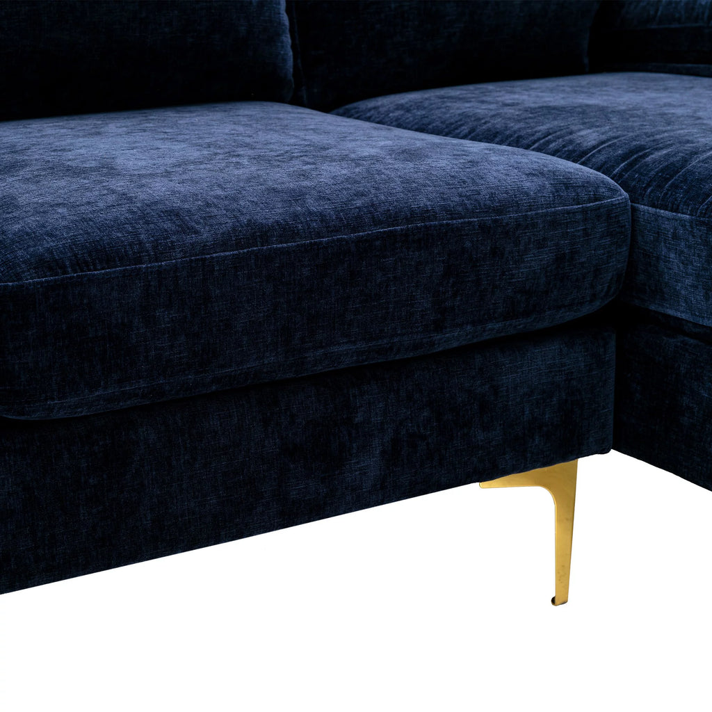 Navy Blue 4-piece U Shaped Fabric Sectional Sofa O53162