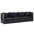 Black Poly Rattan Patio Bed with Cushion and Pillow R676