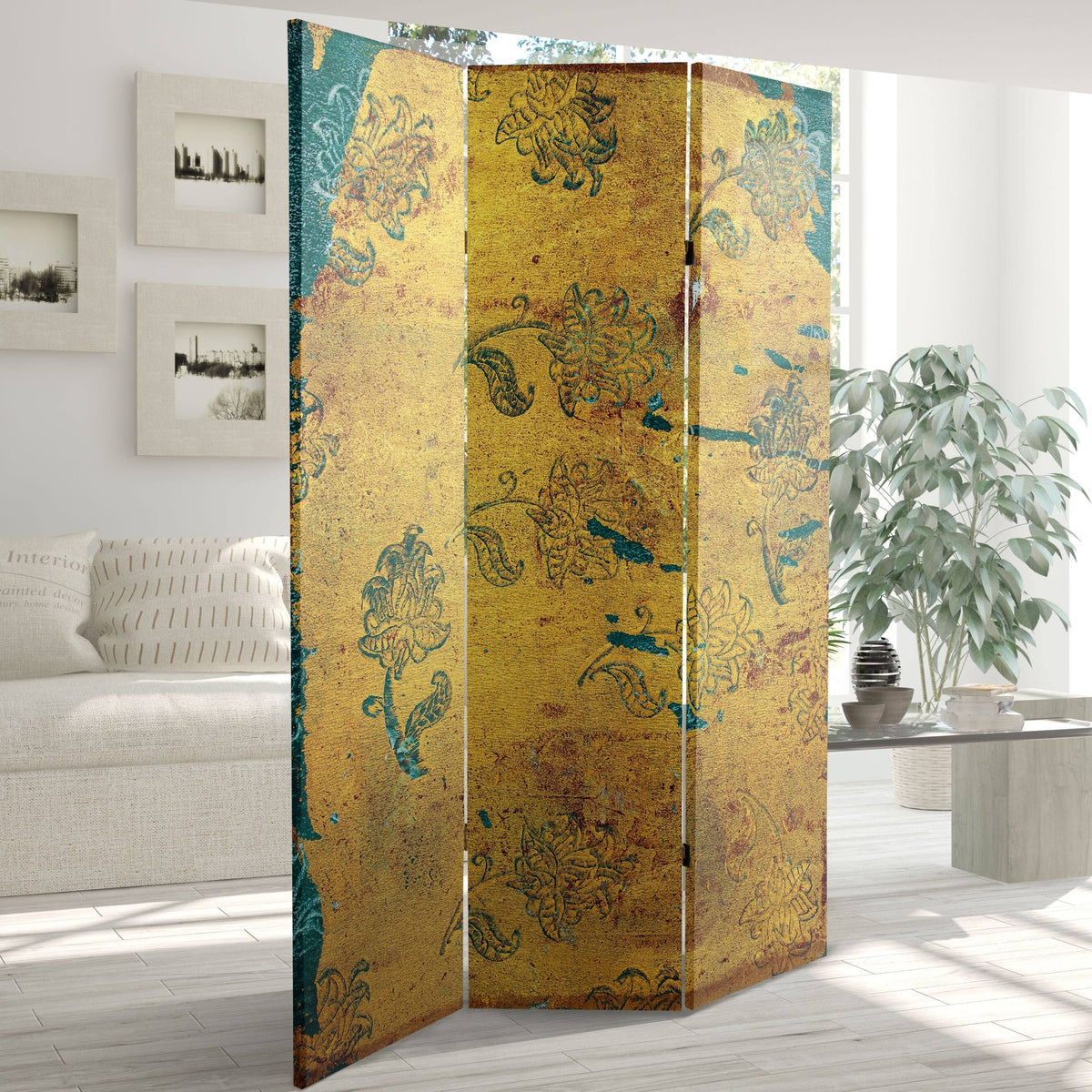6 ft. Tall 3 Panel Canvas Room Divider R948