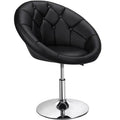 Black Tufted Faux Leather Barrel Accent Chair V815