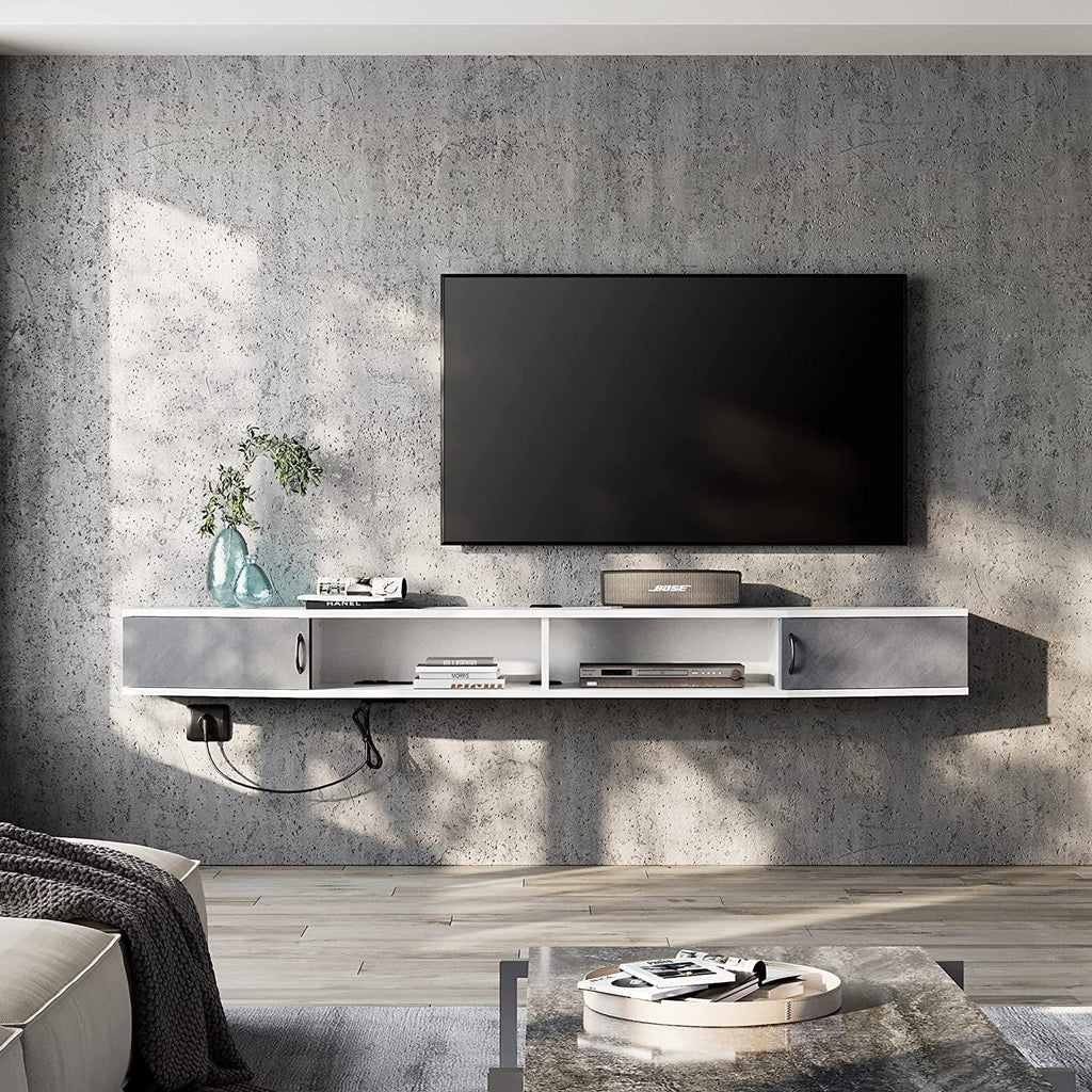 Black Floating TV Stand Wall Mounted Shelf E643566