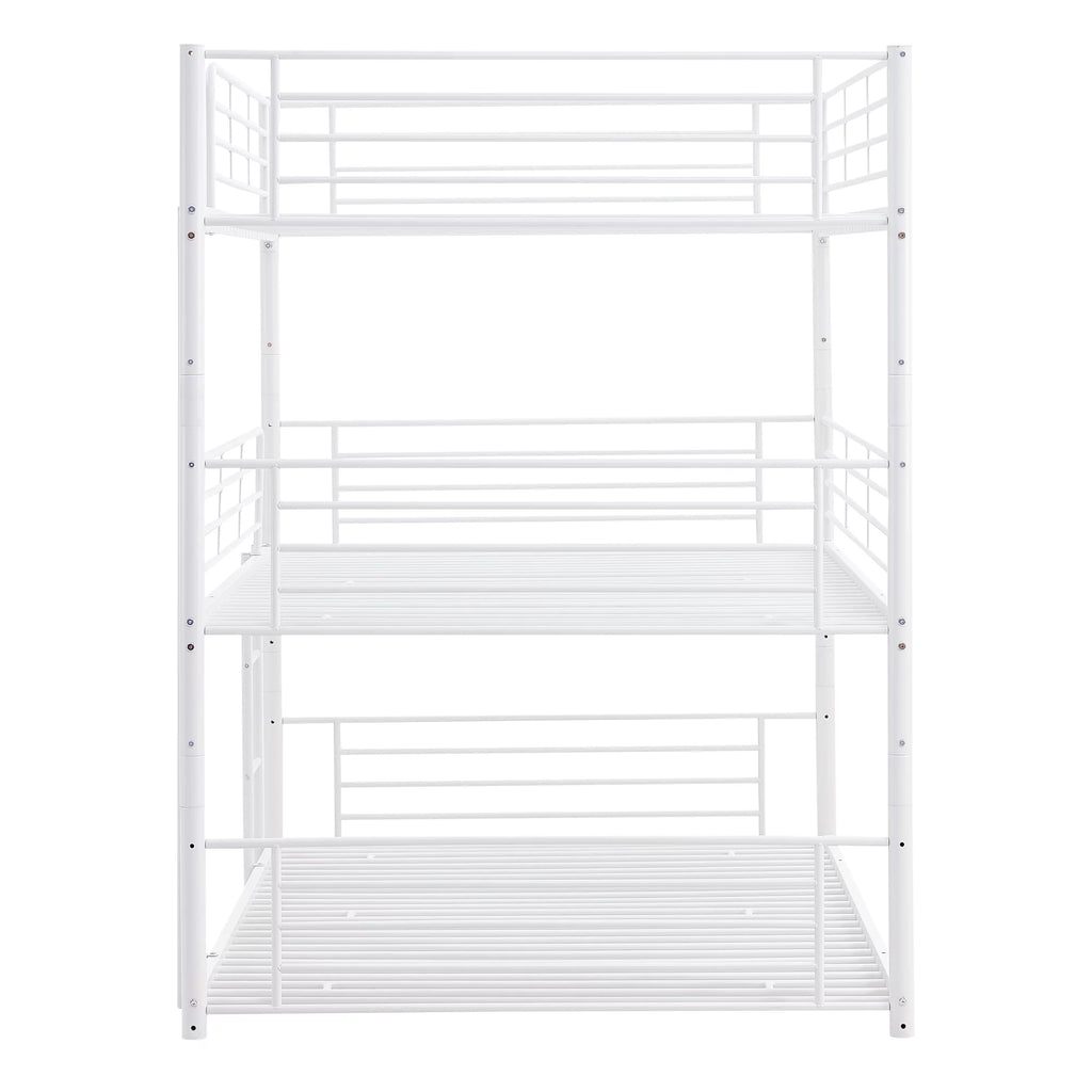 Full Metal Triple Bed with Built-In Ladder White R84317