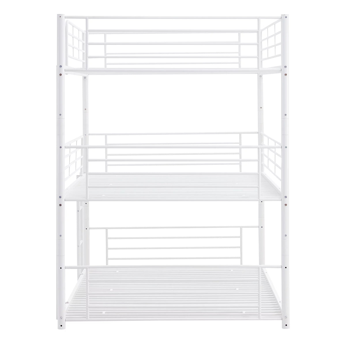 Full Metal Triple Bed with Built-In Ladder White R84317