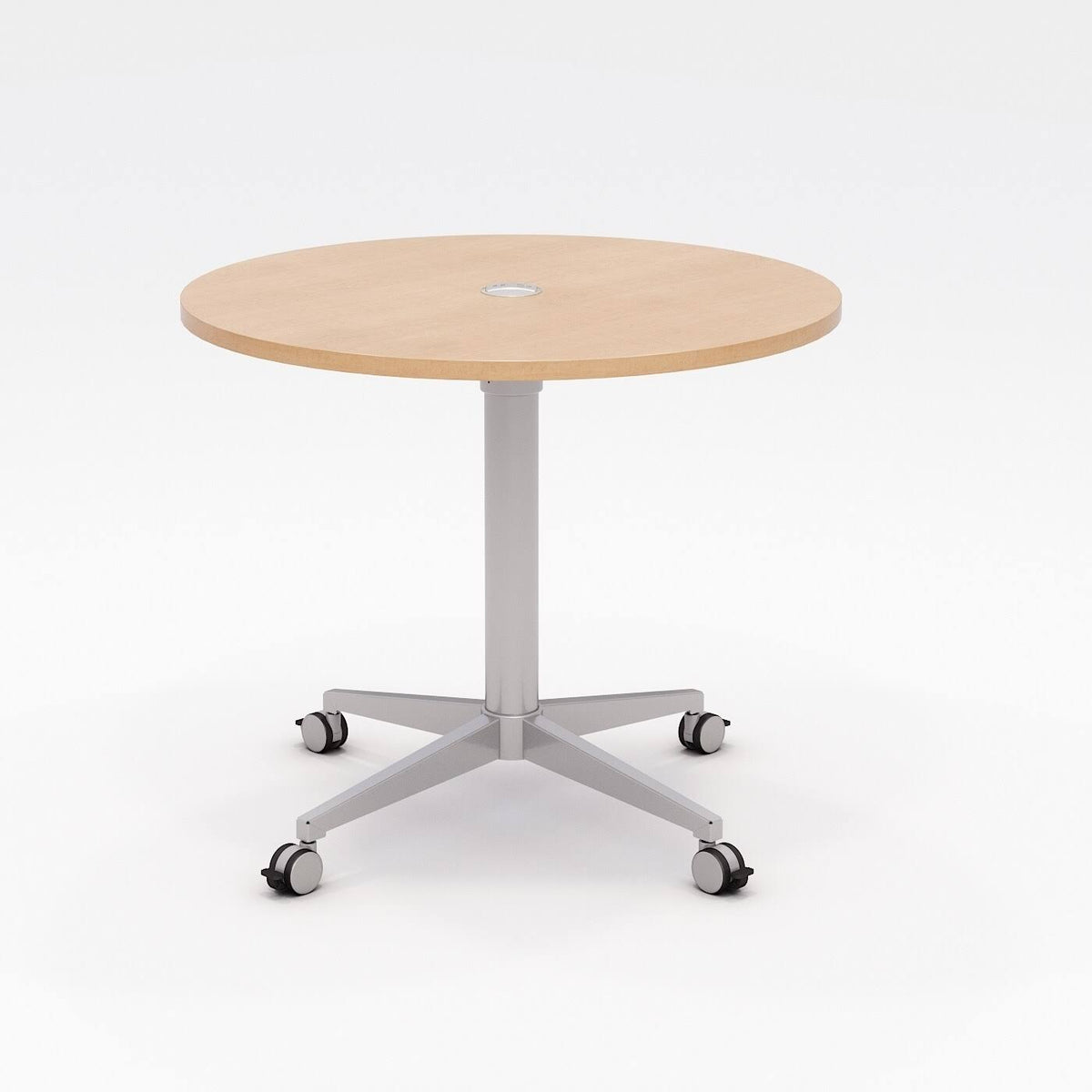 36x22 Round River Cherry Pedestal Table with Casters Z9387