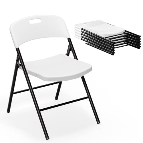 White Plastic Folding Chairs, 6 Pack L306385