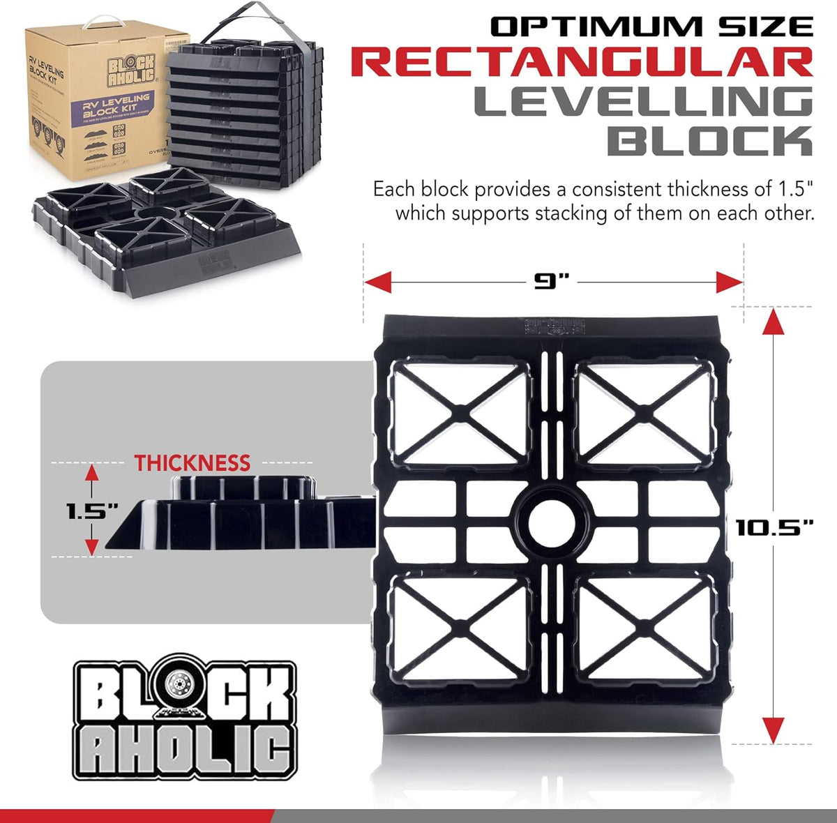 10 Pack RV Leveling Blocks with Carrying Strap T435