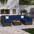 9 Piece PE Rattan Patio Furniture Set with Cushion and Glass Table T94074