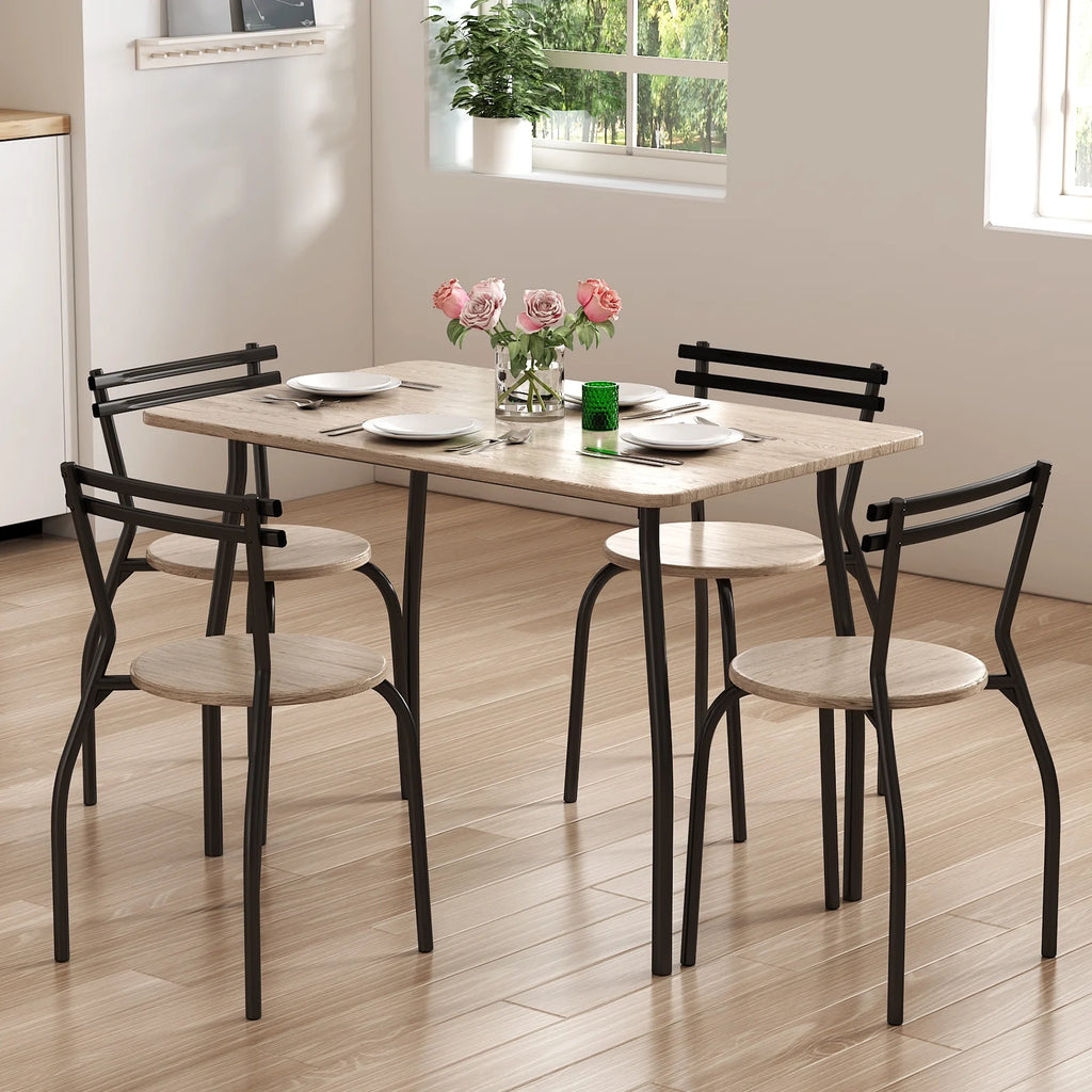5-Piece Kitchen Table and Chairs for 4 Metal Frame Q69119