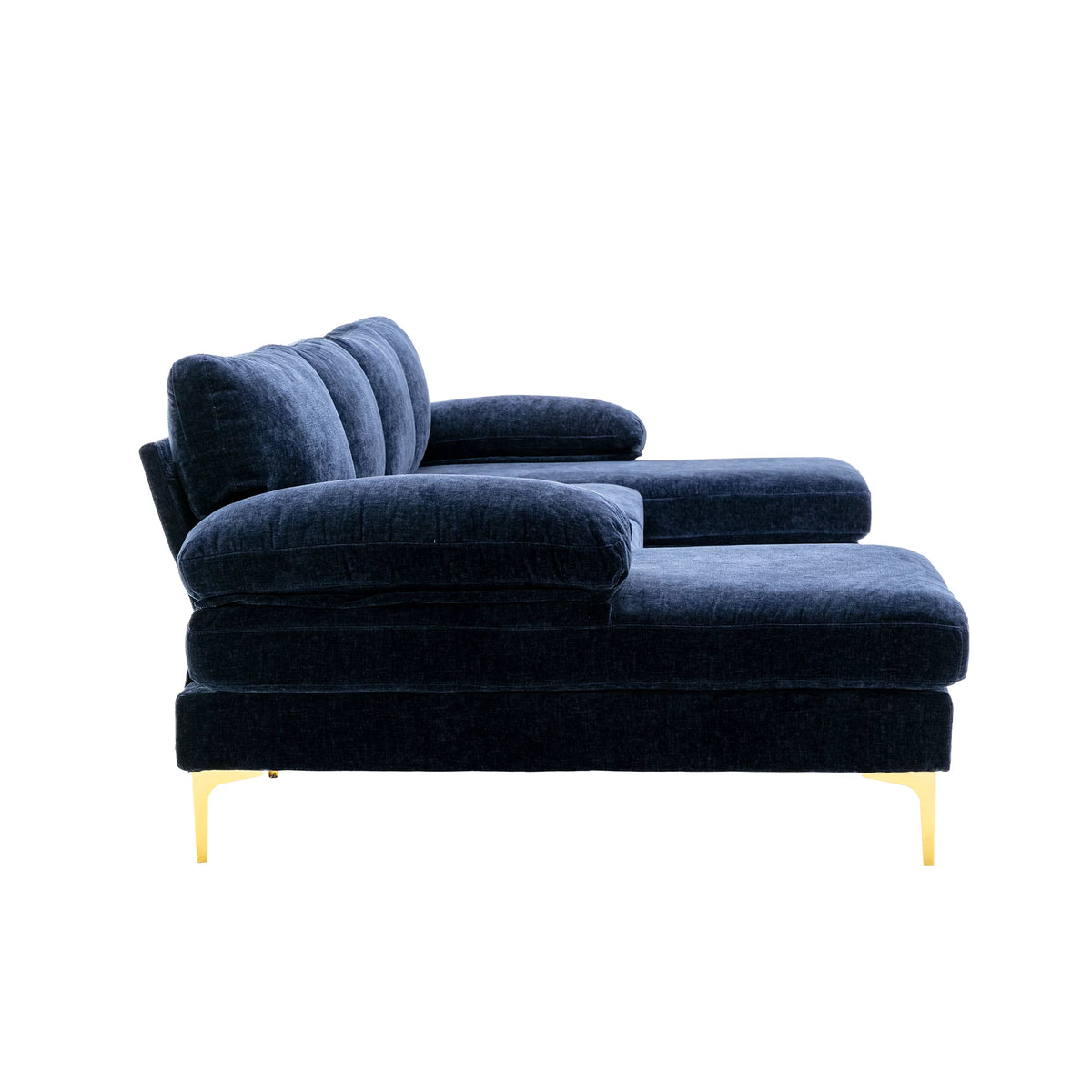 Navy Blue 4-piece U Shaped Fabric Sectional Sofa O53162