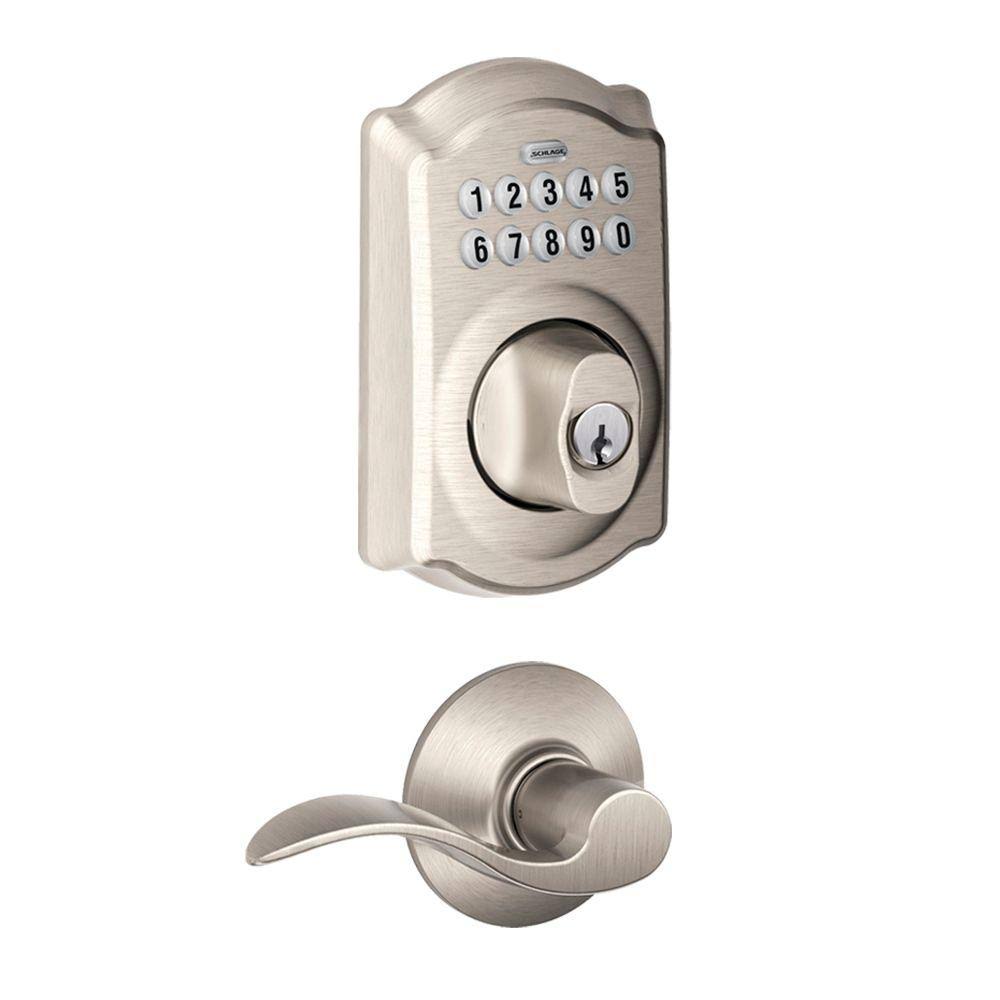 Satin Nickel Keypad Combo Pack with Accent Lever E367485