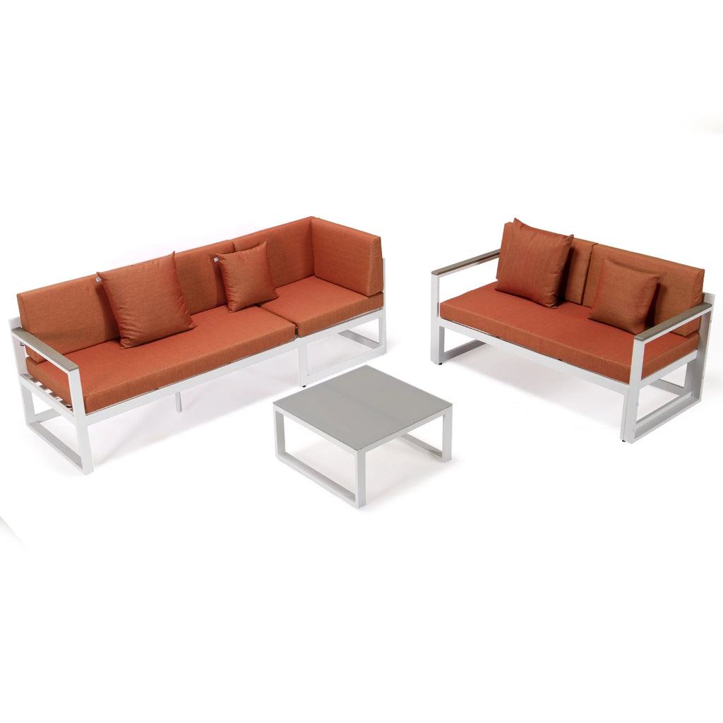 White Sectional With Adjustable Headrest & Coffee Table With Cushions G102668