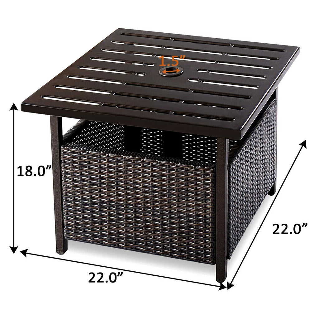 Brown Rattan Wicker Steel Side Table M5740