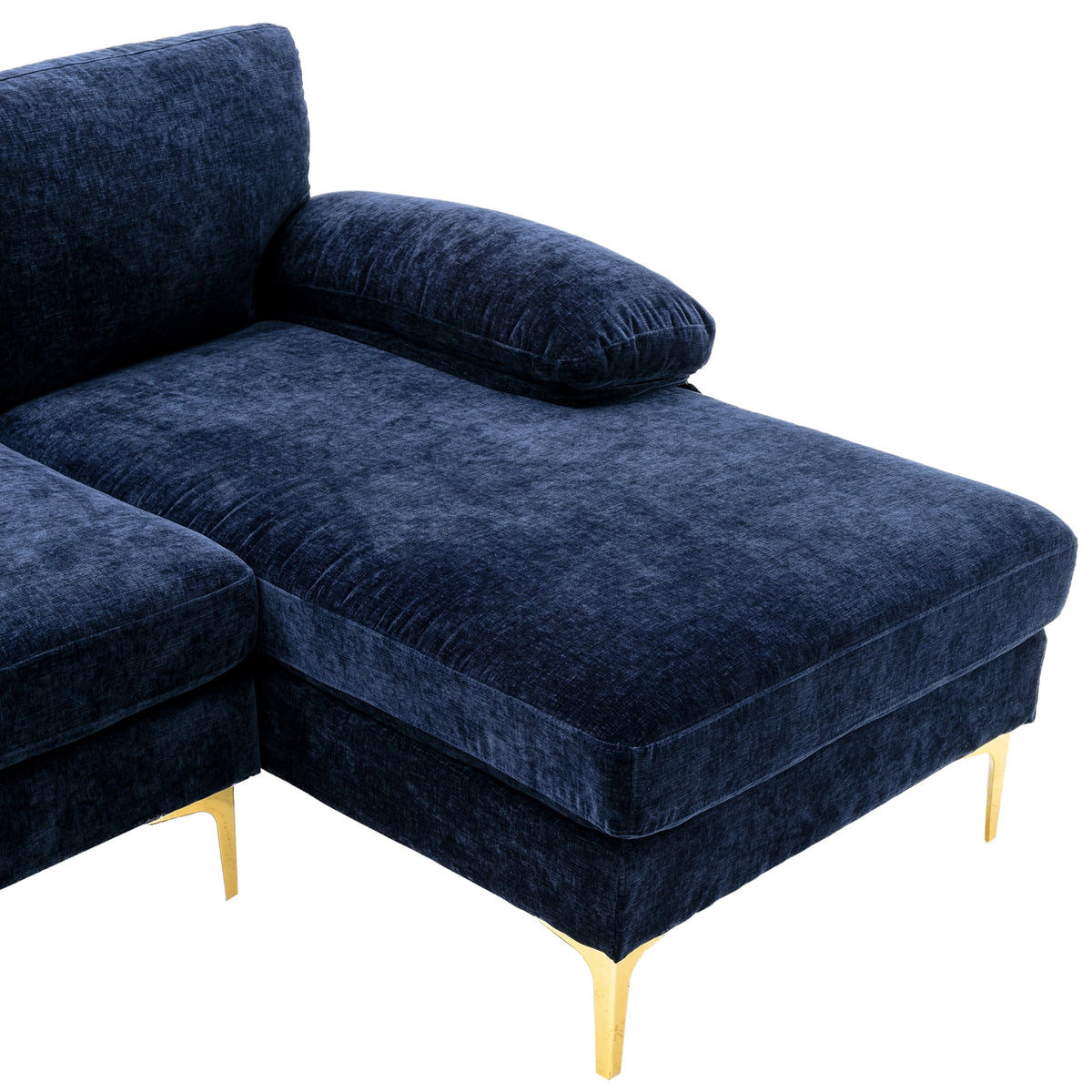 Navy Blue 4-piece U Shaped Fabric Sectional Sofa O53162