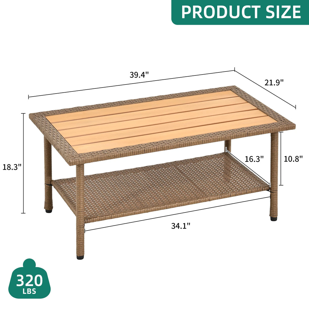 Outdoor Wicker Coffee Table with Storage O7892