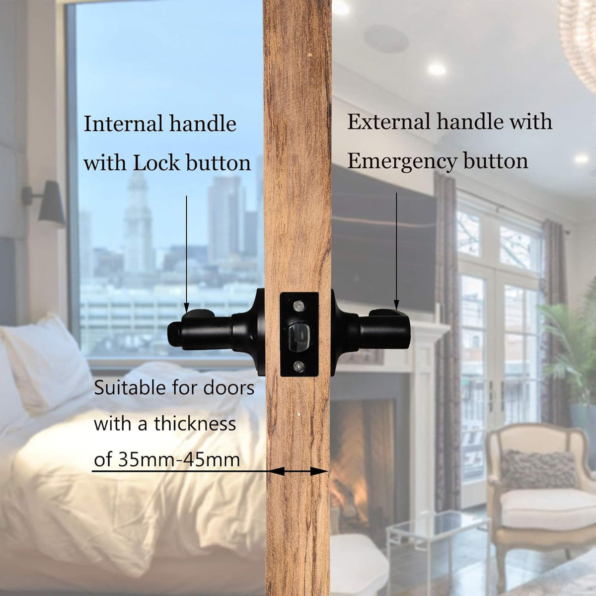 Matte Black Privacy Door Lever Handle, 4 Pack N56477