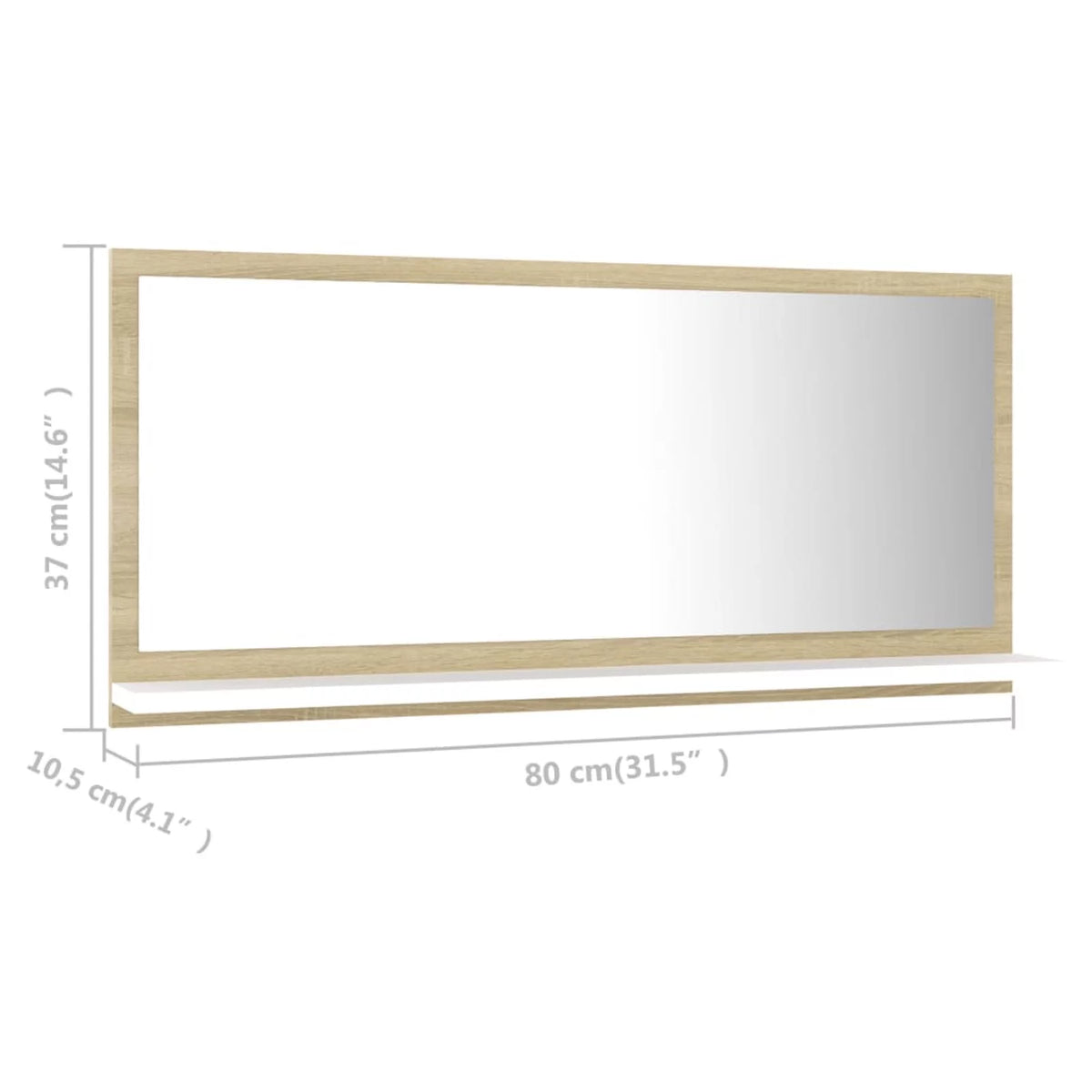 White and Sonoma Oak Wall Mirror with Storage Shelf G844580