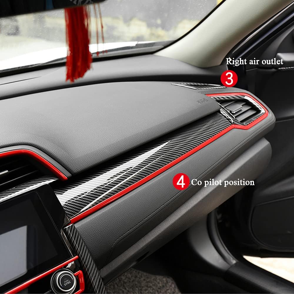 Carbon Fibre ABS Air Conditioning Outlet and Panel Instrument Panel for 10th Gen Honda Civic 2016 2017 2018 2019 2020 2021 W47035