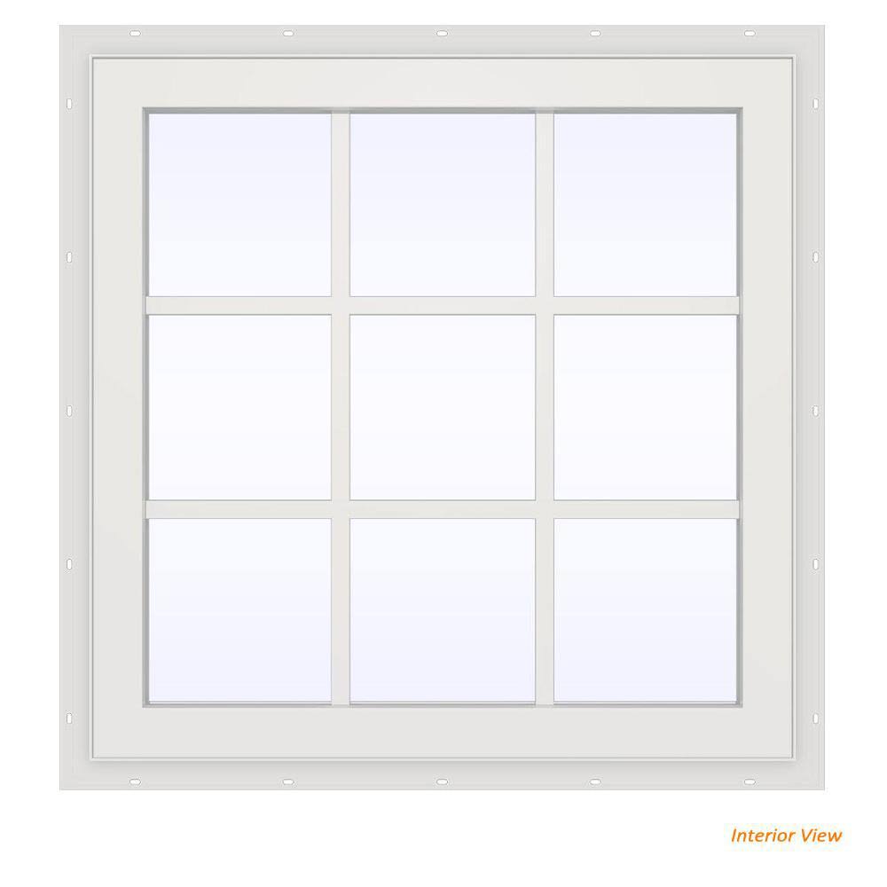 Bronze Vinyl Fixed Picture Window with Colonial Grids H3396