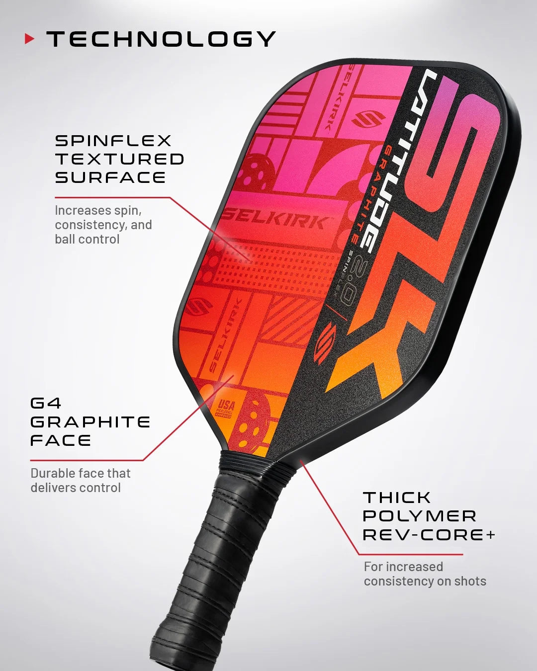 Orange Graphite Pickleball Paddle W9297