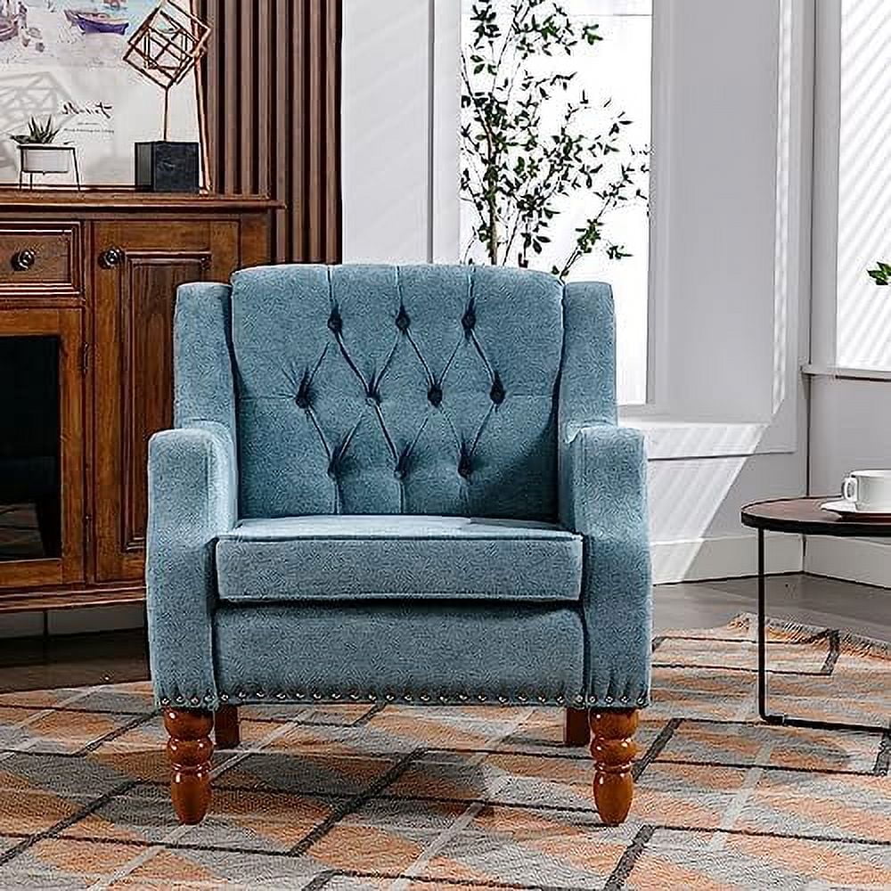 Linen Upholstered Button Tufted Accent Chair N486995