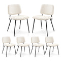 Cream Fabric Upholstered Dining Chairs Set of 6 C243