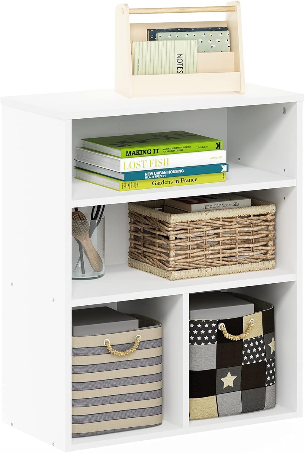 3 Tier White Bookcase S3330