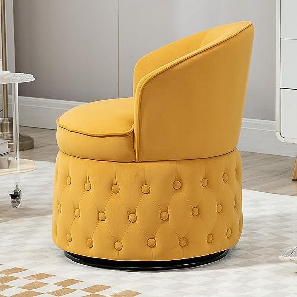 Fluffy Velvet Swivel Barrel Chair with Gold Base M768