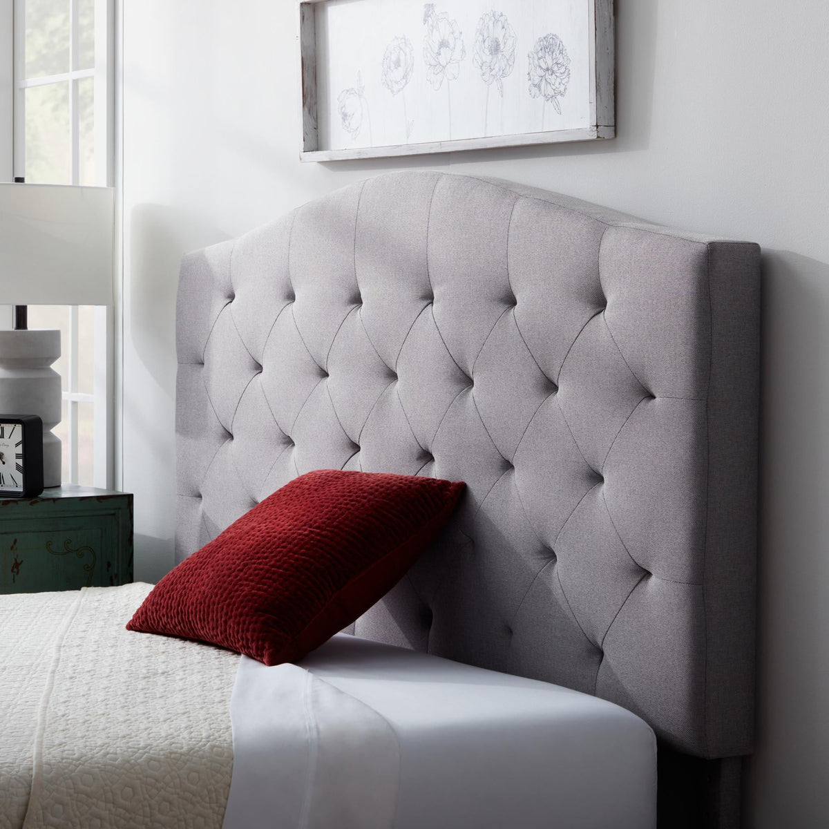 Queen Gray Upholstered Headboard S89131