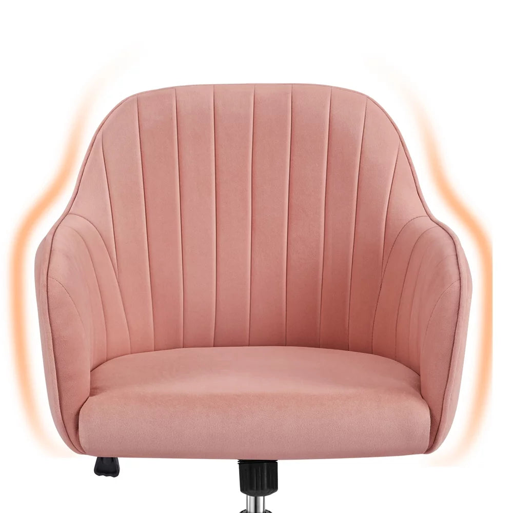 Pink Velvet Height-Adjustable Swivel Desk Chair R6848