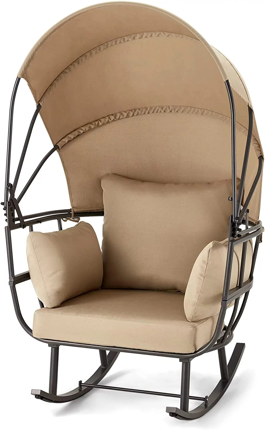 Patio Rocking Sofa Chair with Folding Canopy and Cushion G81641