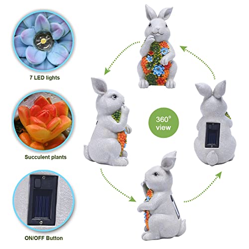 Solar Garden Statue Turtle with Succulent and 7 LED Lights Y63289