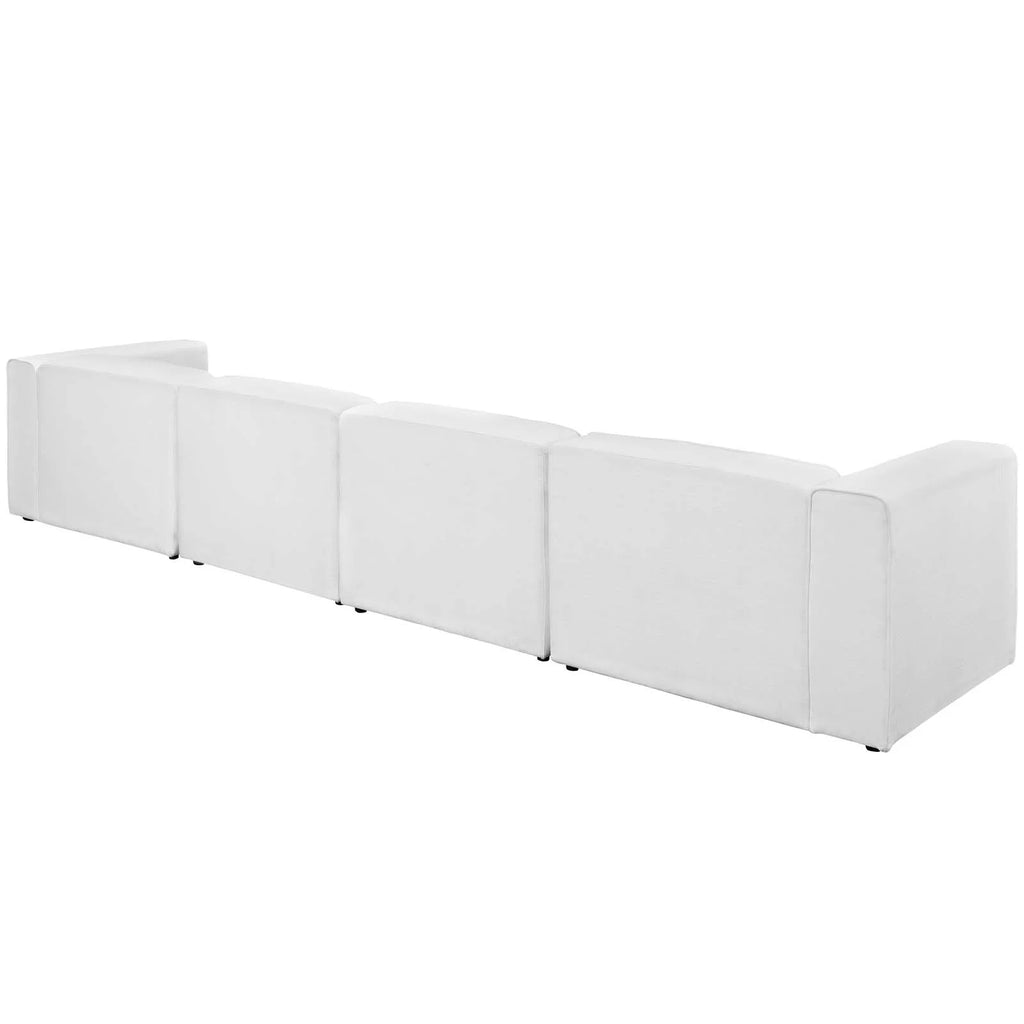 White 4 Piece Upholstered Fabric Sectional Sofa Set H64380