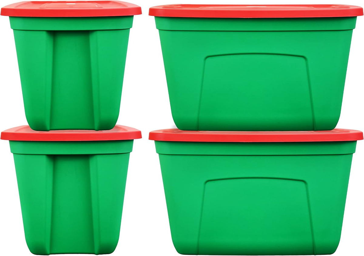 18-Gallon (72-Quart) Blue Plastic Storage Containers with Lids, Pack of 4 U26990