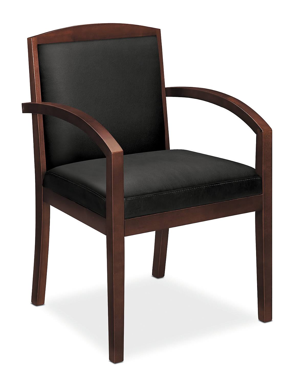 Black Leather Wood Guest Chair O11571
