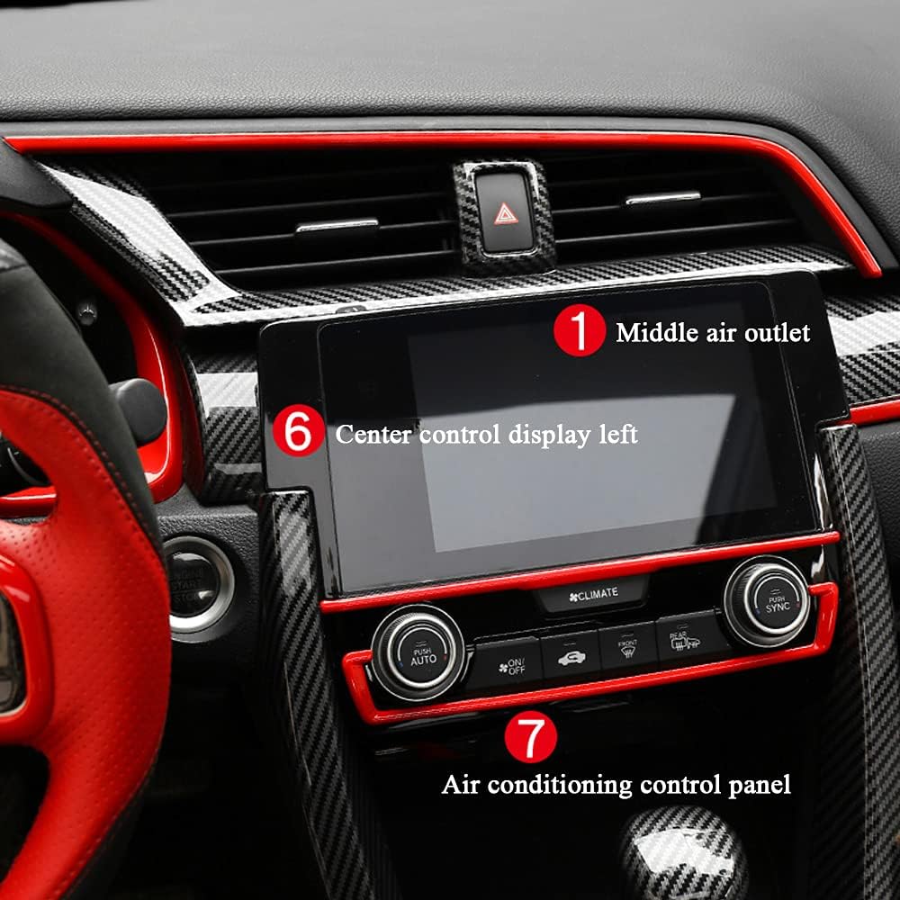 Carbon Fibre ABS Air Conditioning Outlet and Panel Instrument Panel for 10th Gen Honda Civic 2016 2017 2018 2019 2020 2021 W47035