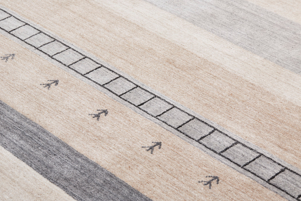 Ivory Tan Gray Handmade Area Rug U7831