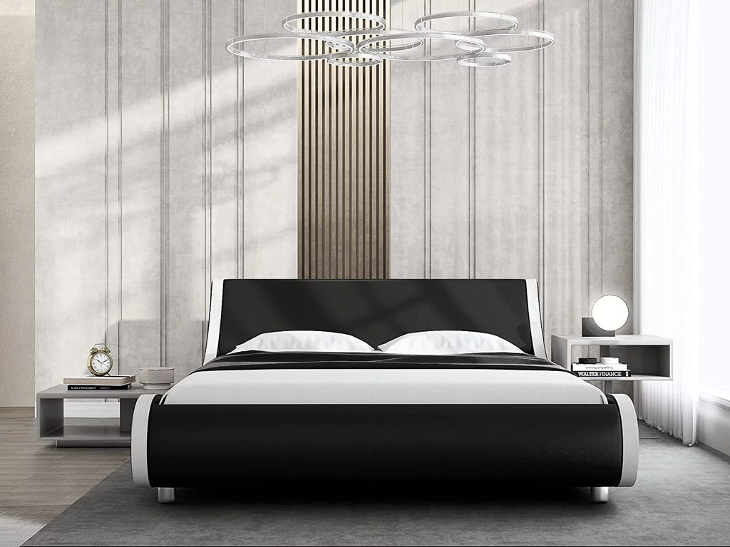 Queen Size Platform Bed Frame with Adjustable Headboard U625782