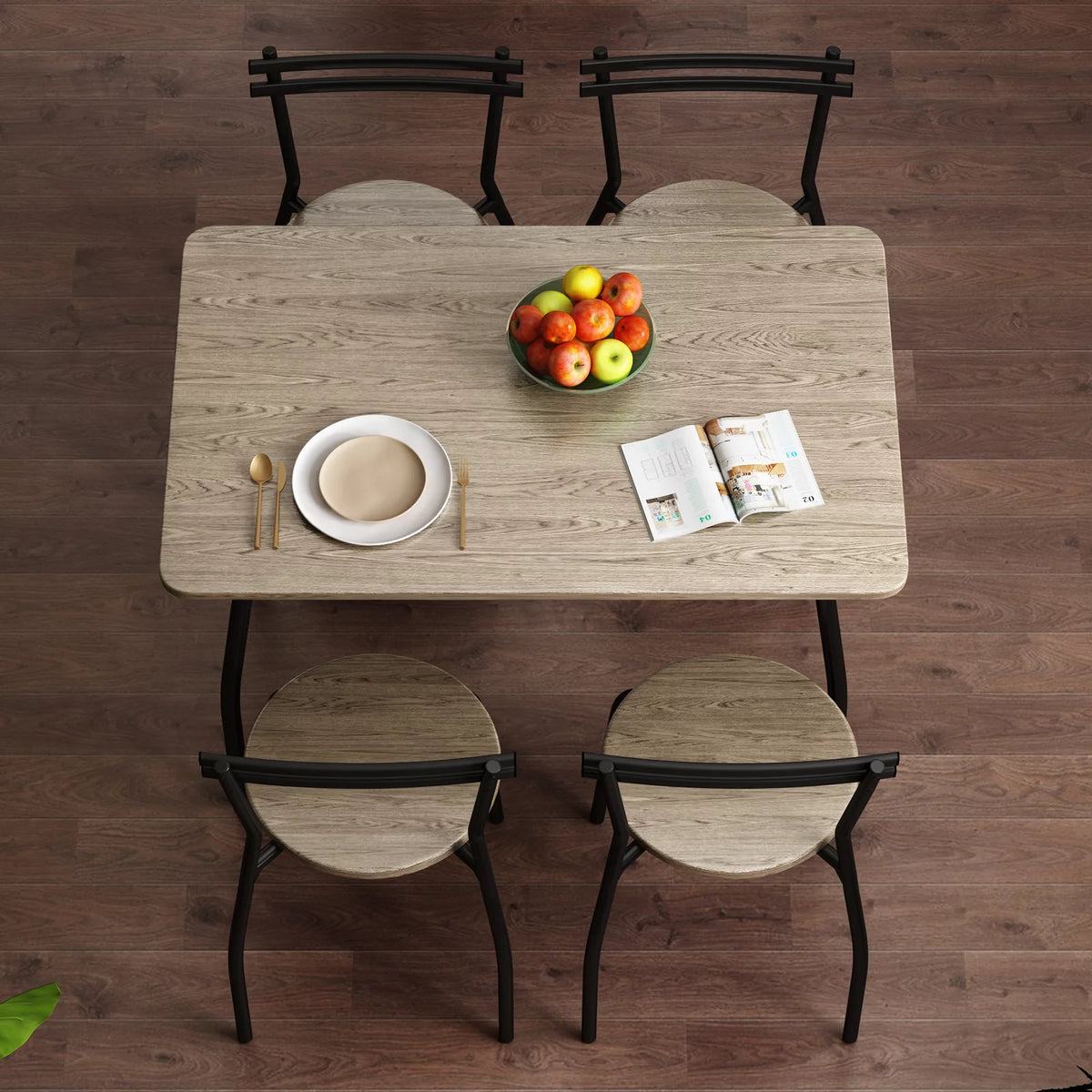 5-Piece Kitchen Table and Chairs for 4 Metal Frame Q69119