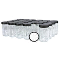 24 Pack 4 oz Clear Glass Jar with Black Plastic Cap I1513