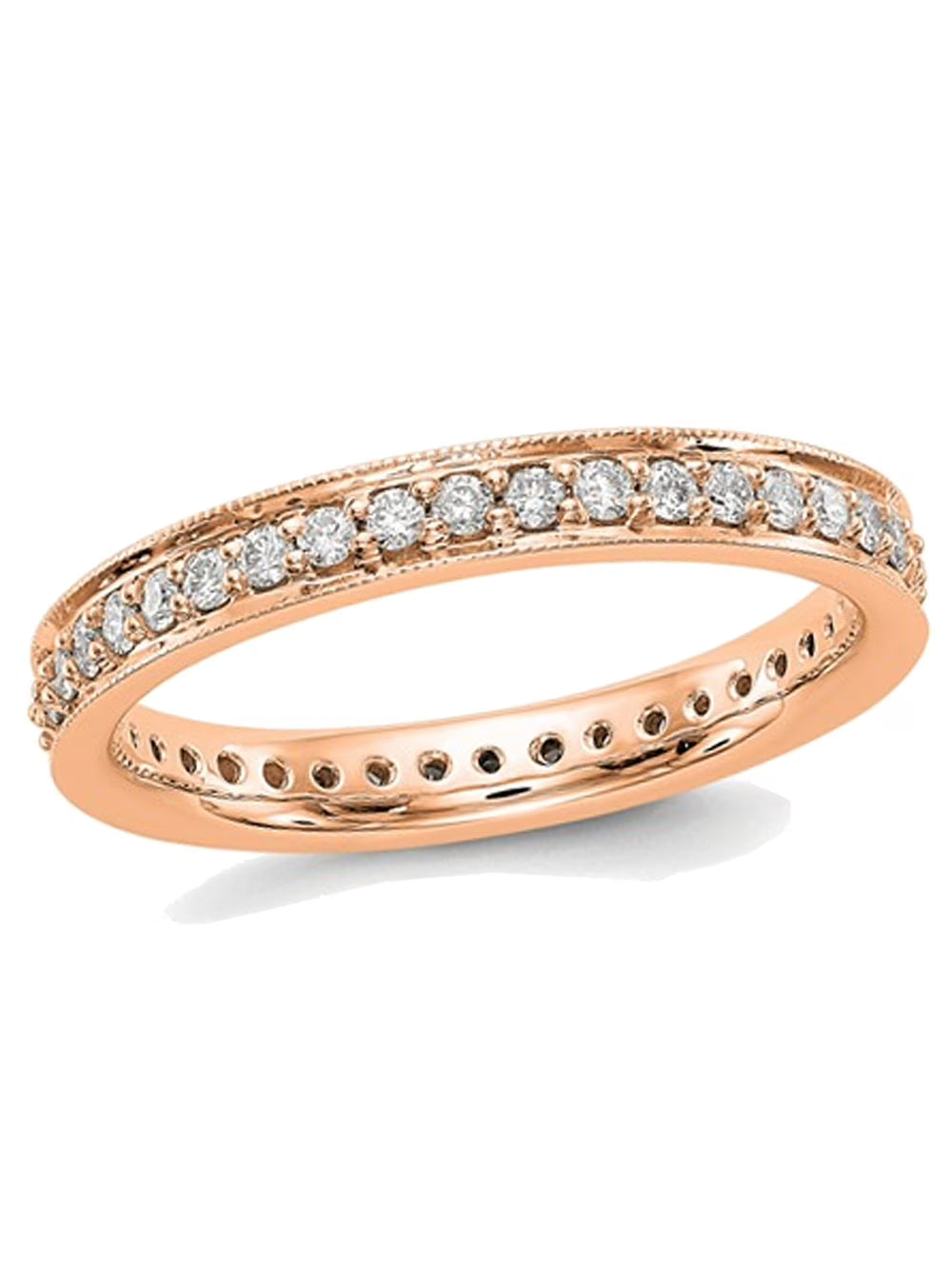 14K Rose Gold Diamond Eternity Wedding Band Ring X775
