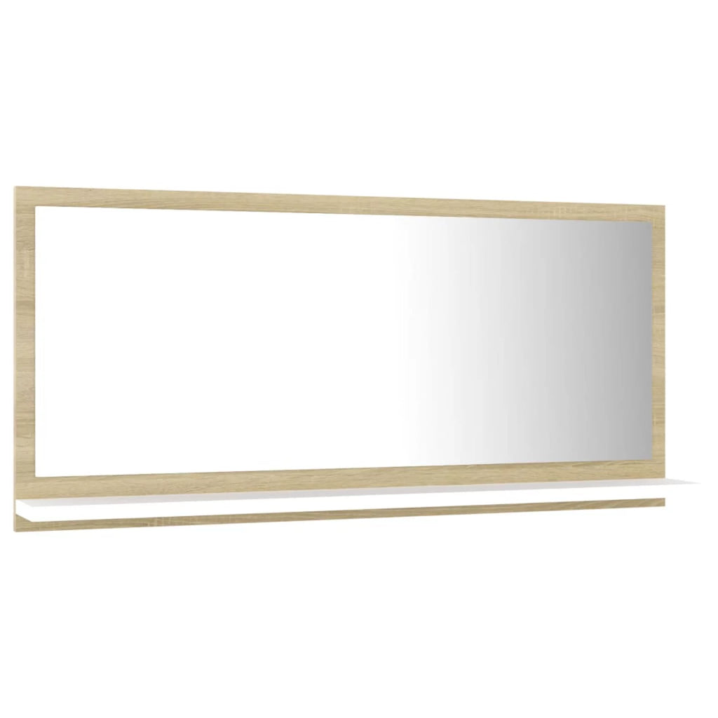 White and Sonoma Oak Wall Mirror with Storage Shelf G844580