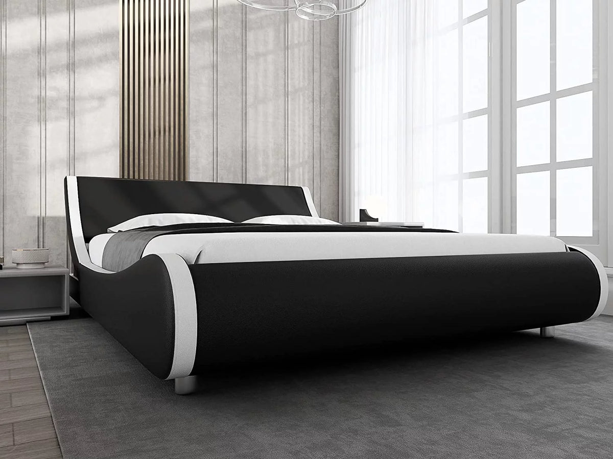 Queen Size Platform Bed Frame with Adjustable Headboard U625782