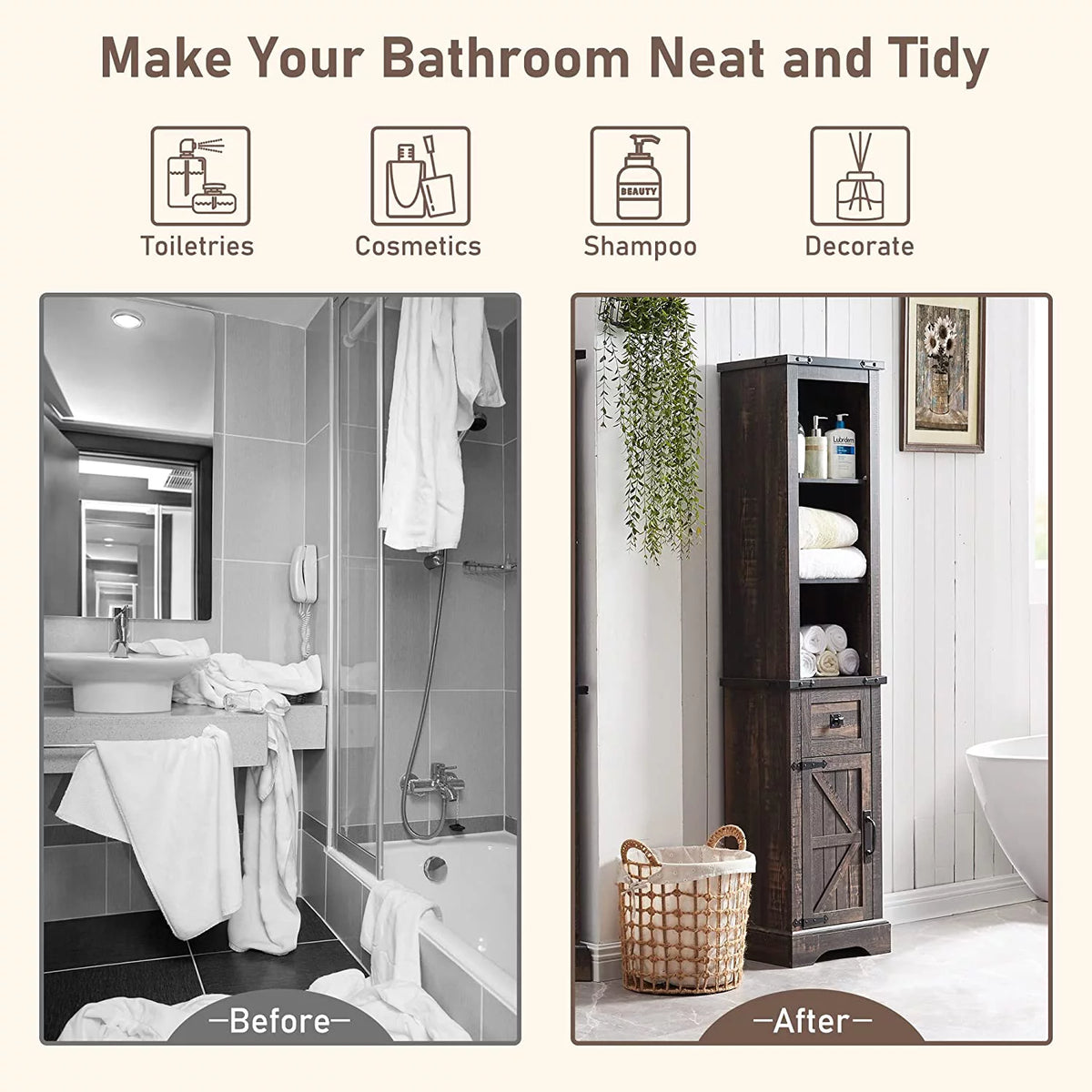 Bathroom Storage Cabinet with Door and Drawer S523