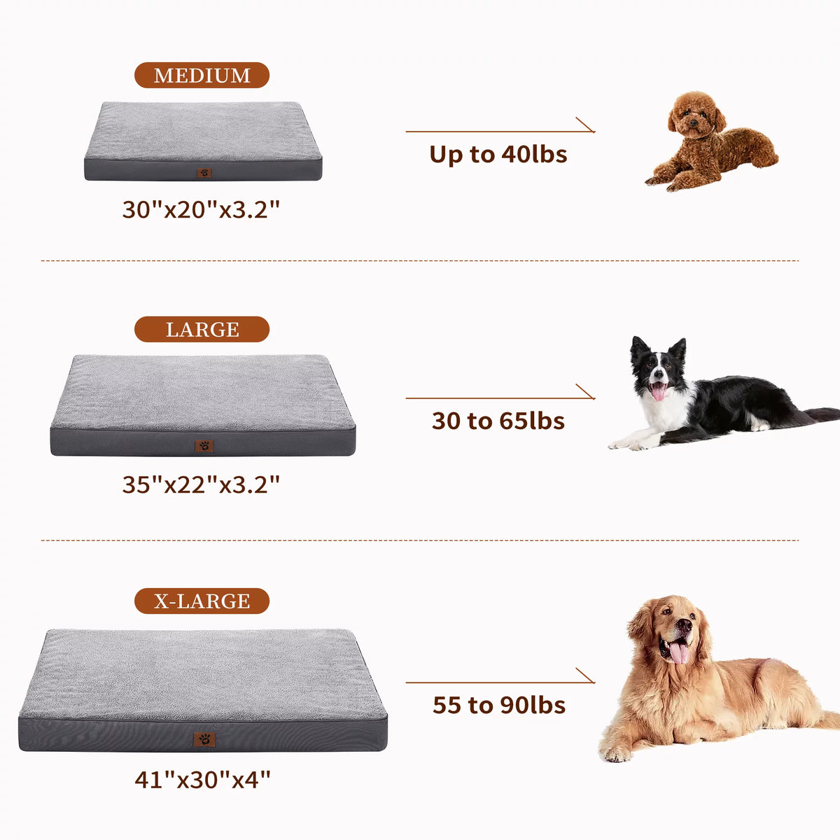 Orthopedic Dog Bed Plush Mattress with Removable Waterproof Cover B288242