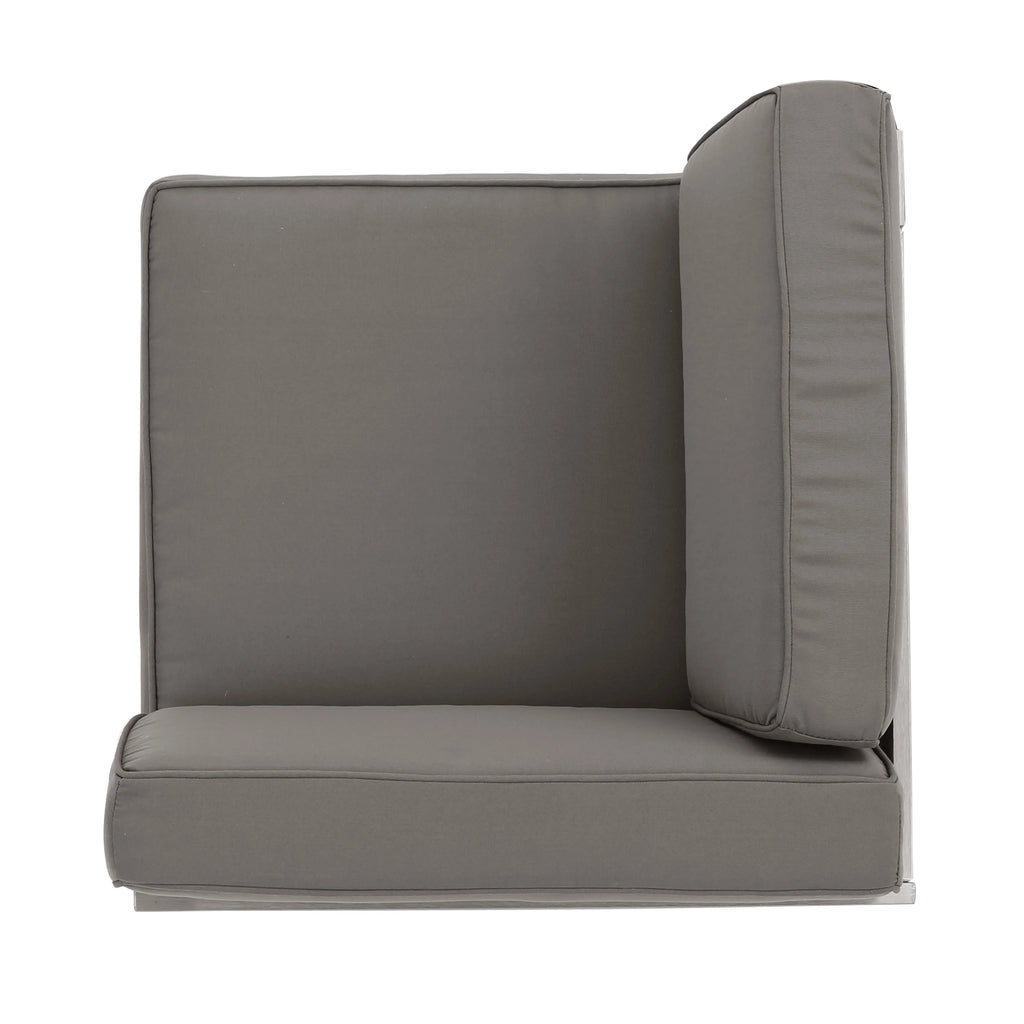 Silver and Khaki Outdoor Aluminum 9 Seater Sectional Sofa Set with Ottoman M6226
