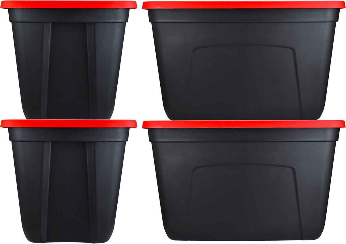 18-Gallon (72-Quart) Blue Plastic Storage Containers with Lids, Pack of 4 U26990